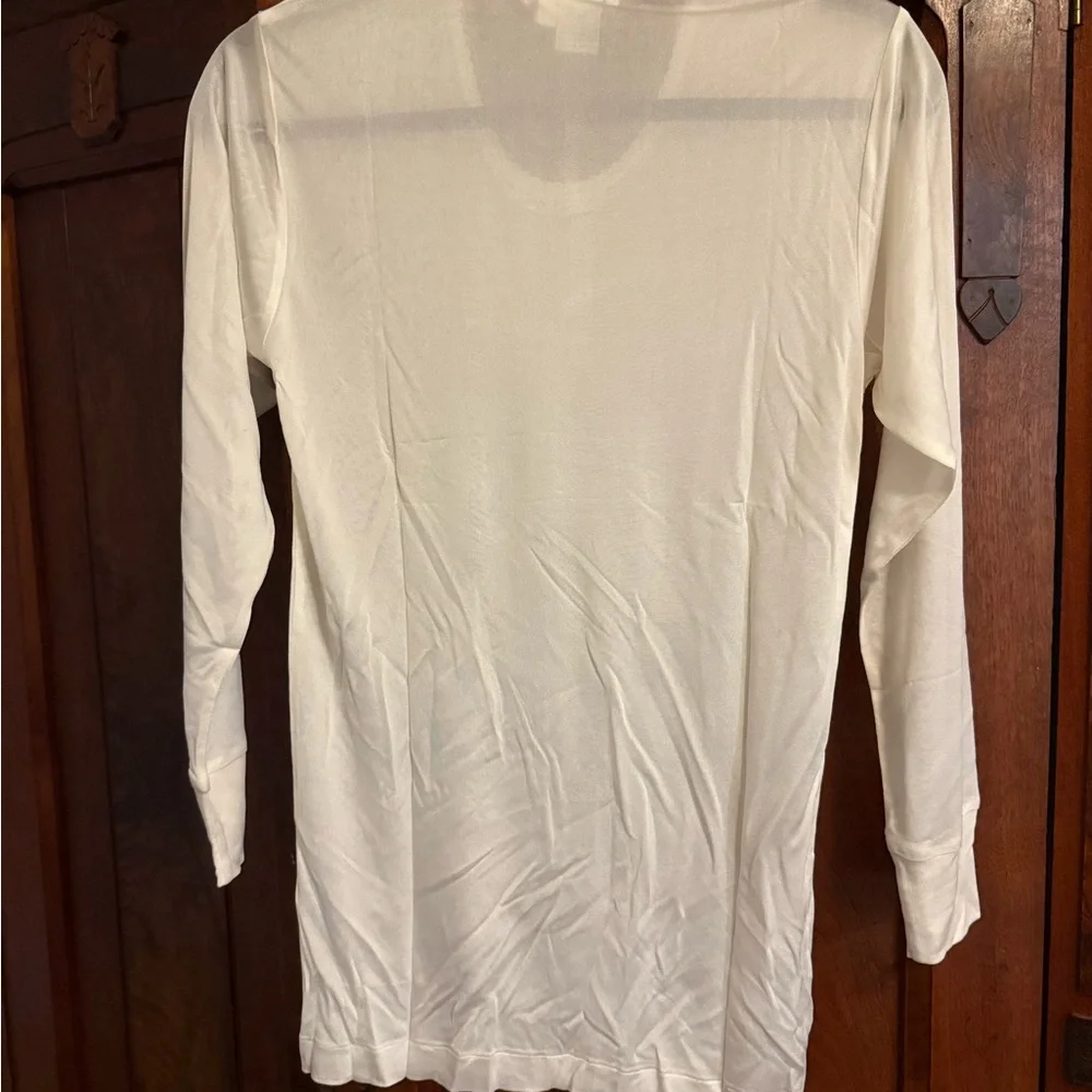 WinterSilks Cream Long Sleeve Women's Silk Top (2) - Picture 2 of 8